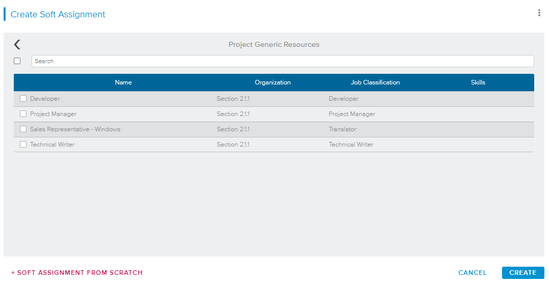Create Soft Assignment dialog box | Sciforma Customer Success Center